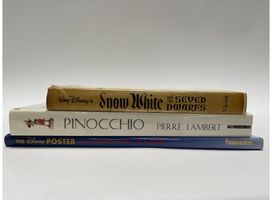 Three Vintage Disney Books With Poster