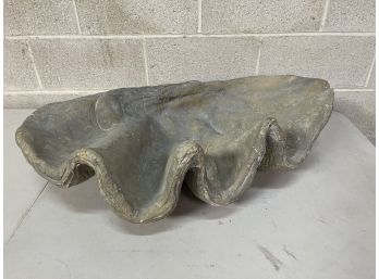 Plaster Lawn Ornament In The Form Of A Clam Shell