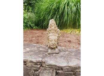Concrete Look Buddha Head Garden Statuary
