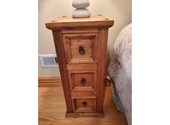 Small Pine Wood Three Drawer Accent Table Nightstand