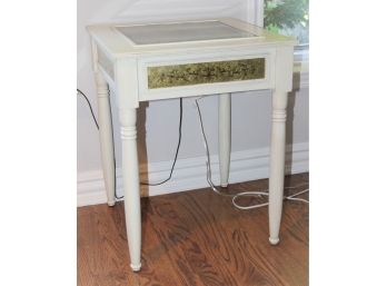 Classic White Accent Table With Decorative Inserts