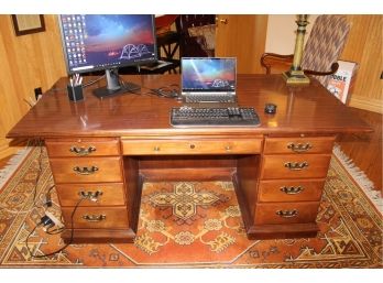 Commanding Colonial Style Seven Drawer Office Desk