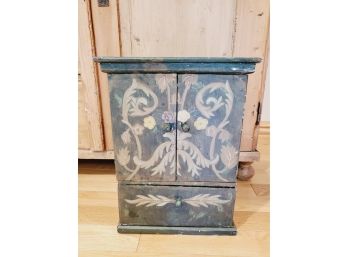 Adorable Antique Look Small Painted Tabletop Cabinet