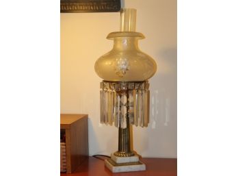 Pretty Brass And Crystal  Table Lamp