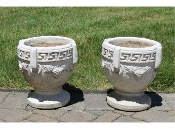 Vintage Pair Of Cement Decorative Flower Urns