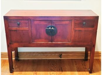 Antique Asian Wood Joinery Painted Buffet Sideboard Storage Cabinet
