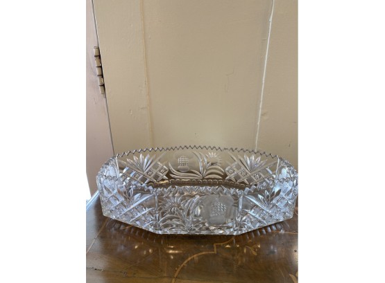 Large Pressed Glass Display Bowl Etched Patterns