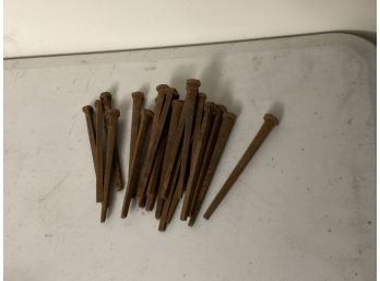 Large Lot Of Hand Hammered Nails Spikes