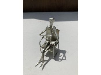 Small Metal Abstract Figure Statue Made In Spain 3.5 In Tall