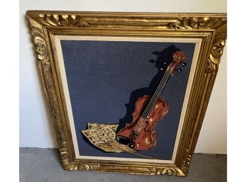 Framed Needlepoint Of Violin