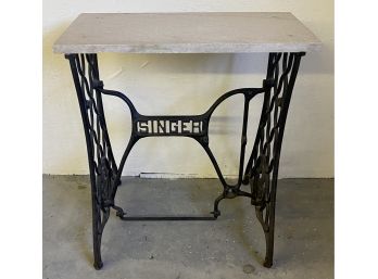 Iron Singer Stand With Stone Top