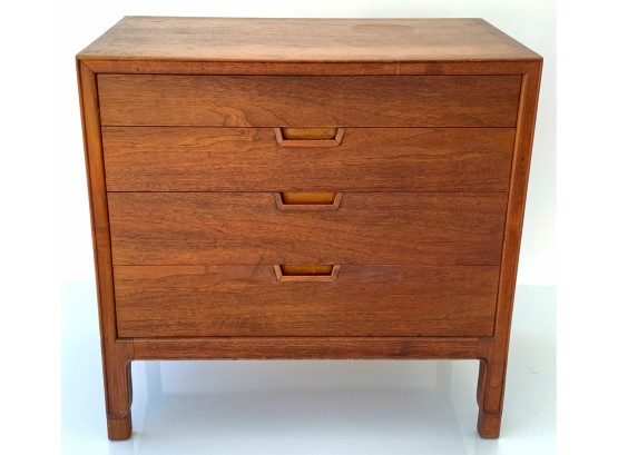 Mid Century John Stuart Inc. Mount Airy Janus Collection Four Drawer Walnut Chest Of Drawers
