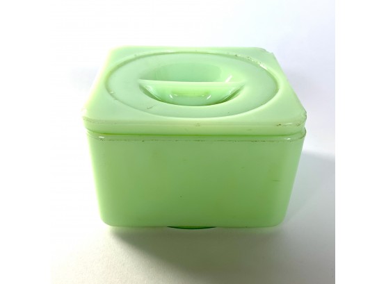 1930s Jadeite Glass Box With Lid By Jeanette Glass Co.