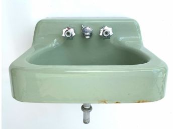 Vintage Jadeite Green Sink And Faucet