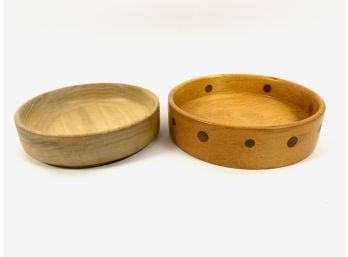 Two Artisan Made Hand Turned Wooden Bowls