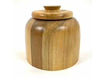 Hand Made Turned Wood Hardwood Laminate Lidded Jar