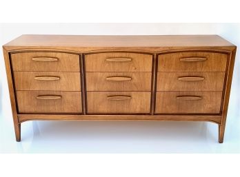 Mid Century 1960s Nine Drawer Lowboy Dresser In Walnut (see Matching Nightstands And Armoire)