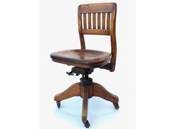 P. Derby Company Wooden Adjustable Swivel Chair C. 1920s