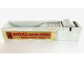 Rare 'Royal Baking Powder' Porcelain Advertising Tape Dispenser With Original Paper Label