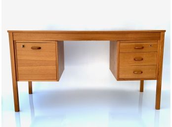 Mid Century Danish Teak Desk With Lock And Key By Domino Mobler