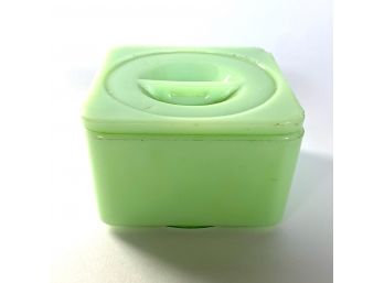 1930s Jadeite Glass Box With Lid By Jeanette Glass Co.