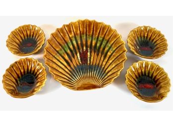 Mid Century Mt. Clemens Pottery Clamshell Platter And Dish Set