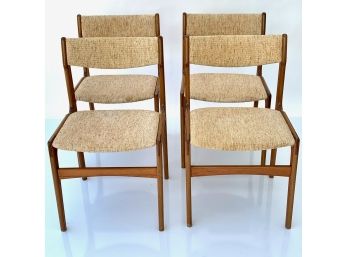 1960s Erik Buch Danish Modern Teak Upholstered Dining Chairs Set Of Four