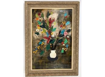 Large Mid Century Impasto Floral Still Life Painting Signed Beaucut