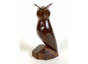 Vintage Hand Carved Ironwood Perched Owl