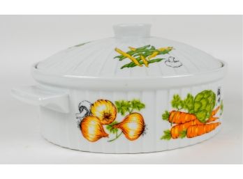Vintage Covered Baking Dish With Vegetables