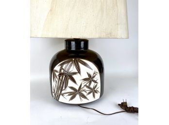Large Ceramic Mid Century Lamp With Bamboo Motif