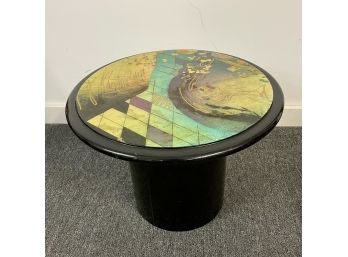 Vintage 1980s Lacquer Side Table With Crazy Design