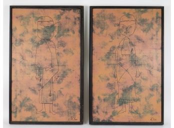 Pair Of Interesting Prints Mounted And Framed Signed Klee