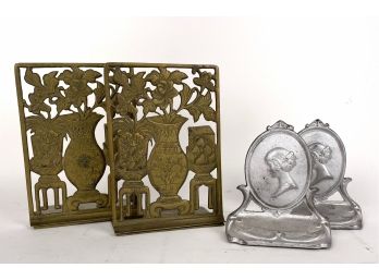 Vintage Bookends Brass And Cast Iron