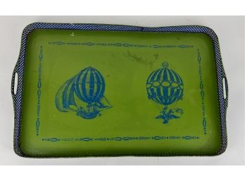 Charming Vintage Italian Tole Serving Tray With Balloons