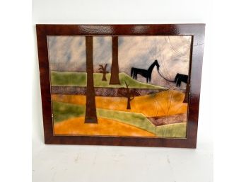 Enamel On Copper In Frame With Horses