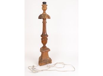 Vintage European Wooden Baluster Table Lamp