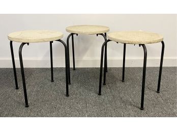 Vintage Stacking Stools With Metal Legs