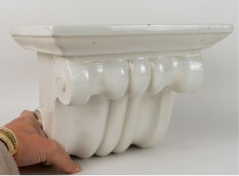 White Ceramic Decorative Shelf Made In Italy