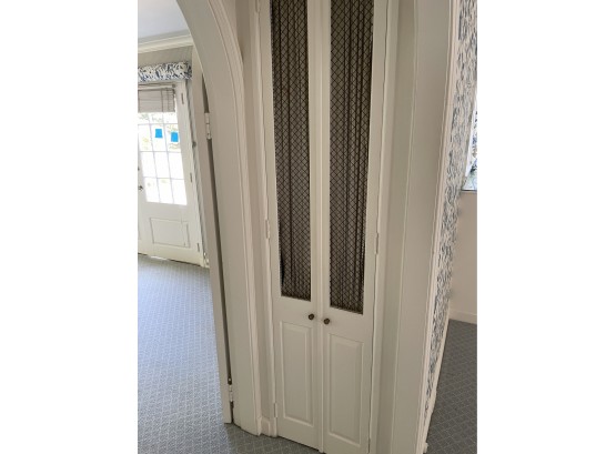 Two (2) Pairs Of French Styled Wire Mesh Panel Doors And Fabric