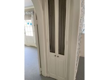 Two (2) Pairs Of French Styled Wire Mesh Panel Doors And Fabric