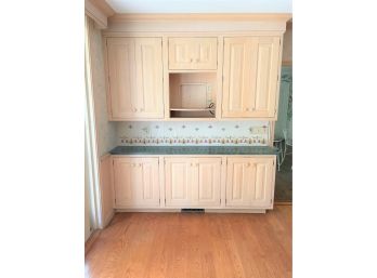 A Heritage Brand Upper And Lower Cabinet Wall And Work Stand With 1' Stone Tops