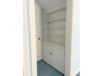 A Custom Built In Wood Shelving Unit With Lower Cabinet - BR#2