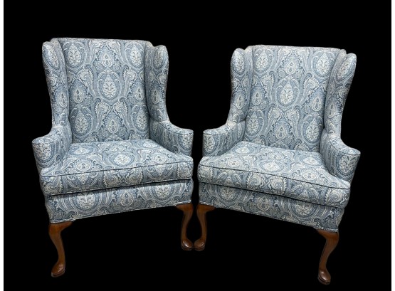 BEAUTIFUL Pair Of Paisley Wingback Chairs In Great Condition