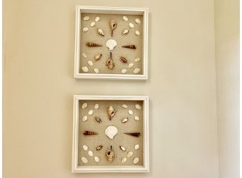 Two Framed Shell Art Pieces In A Sunken Frame