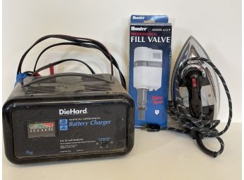 A Die Hard Battery Charger, Fill Valve & Iron