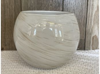A Pretty White Vase With Gold Toned Shimmer