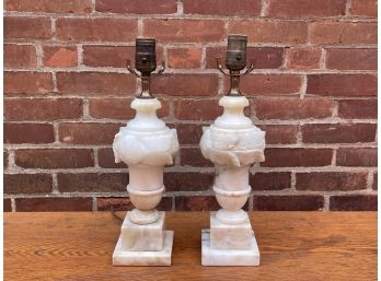 Antique  Victorian Carved Marble Lamps