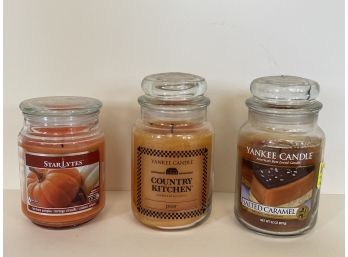 Slightly Used Autumnal Candles Including Yankee Candle