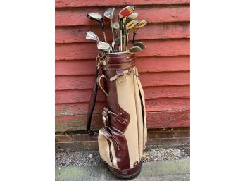 A Professional Golf Bag With Clubs, Made In USA